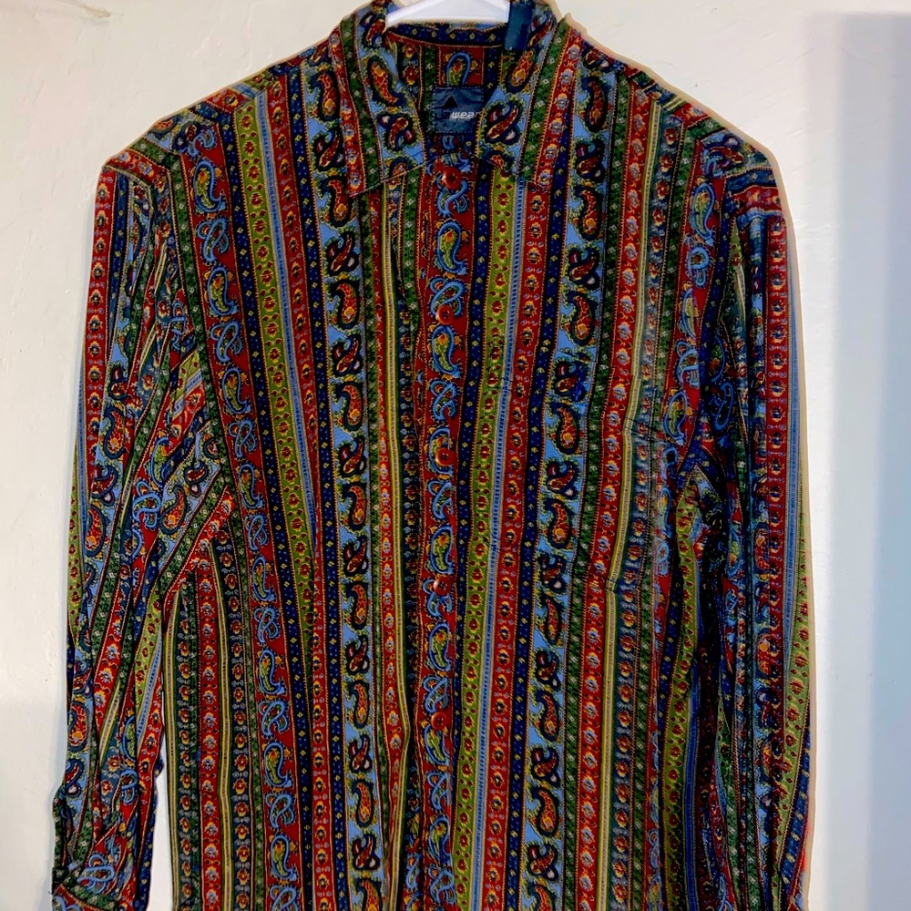 Liz Wear petite Vintage women’s button down paisley dress shirt
